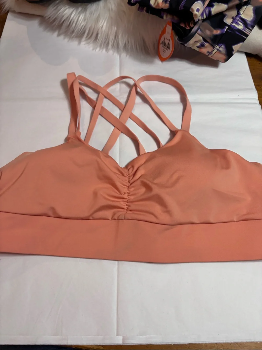 Peach Halter Ruched Sports Bra - Women Intimates & Sleepwear - Picture 5 of 7